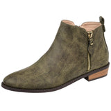 Journee Collection Womens Faux Leather Side Zip Ellis Booties Olive Green 9M