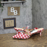 Wild Fable Womens Lysandra Gingham Eyelet Kitten Heels 92611148 Red / White 6.5M