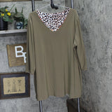 Attitudes by Renee Reversible Knit Tunic Blouse Shirt Top Green / Pink Multi 3X