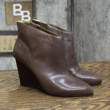 Nine West Womens NWSAVEN Leather Block Heel Booties 1673fff3ce582c Brown 7.5M