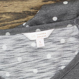 LC Lauren Conrad Womens Polka Dot Knit V-Neck Blouse Shirt Top Gray / White S