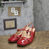 A New Day Womens Square Toe Mary Jane Memory Foam Insole Block Heels Red 6M