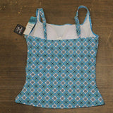Swim Solutions Womens Printed Tummy-Control Tankini Swim Top 807104 Tile Blue 8