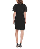 Jessica Howard Butterfly Sleeve Side Tuck Tulip Wrap Sheath Dress Black 10