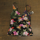 Bar III Womens Printed Twist-Front Shirred Tankini Top MBTH25439 Multi Black M