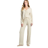 Auden Cozy Ribbed Notch Collar Shirt and Pants Pajama Set Oatmeal Off White 2XL