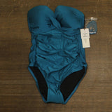 Calvin Klein Womens Molded Split Cup Tummy Control One-Piece Swimsuit Blue 6