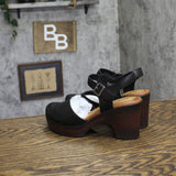 B.O.C. Womens Natasha Mary Jane Block Heel Clogs BC0008009 Black / Brown 6M