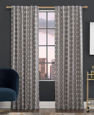 Scott Living Art Deco Total Blackout Back Tab Curtain Panel Navy Blue 50" x 84"