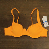 Salt + Cove Wavy-Scrunch Scoop-Neck Bralette Bikini Swim Top Tangerine Orange XL