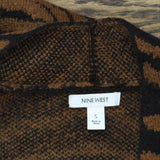 Nine West Womens Knit Long Sleeve Open Front Sweater Cardigan Brown / Black S