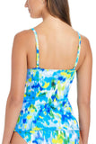 Bleu by Rod Beattie Womens Beach Life V-Neck Tankini Top Swim Cool Blue 14