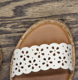Lucky Brand Womens Elsie Double Band Round Toe Wedge Sandals Bone Brown 6M