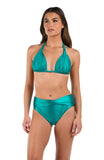 La Blanca Womens Earth Goddess Halter Bikini Swimsuit Top Teal Blue Green 8