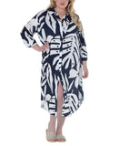 Raviya Printed Button-Down Cover Up Dress 76731XPT Navy / White Multi 1X