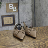 A New Day Womens Camille Satin Slingback Bow Flats 94648296 Brown 9M