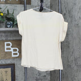 Nine West Womens Rolled Cuff Woven Blouse Shirt Top 1660f78e905b27 Beige Brown S