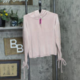 Material Girl Active Juniors Womens Lace-Up Velour Hoodie Shimmer Pink M