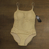 Carmen Marc Valvo Crochet Scoop Neck One Piece Swimsuit C21382 Beige Brown 8