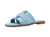 Tommy Hilfiger Triple Strap Slide Open Toe Flat Sandals Light Denim Blue 7M