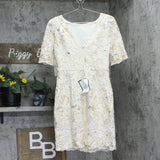 Eliza J Womens Sequin-Lace Puff-Shoulder Dress EJ4M3436 Ivory Off White 6