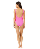 California Waves Womens Wild Cat Print One-Piece Swimsuit Azalea Pink M