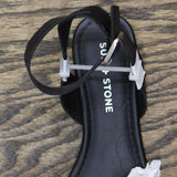Sun + Stone Womens Miiah Faux Leather Flat Sandals 10012599400 Black 5.5M