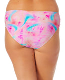 Salt + Cove Trendy Plus Size Tie-Dye Side-Tab Bikini Bottom Wave Pink Multi 1X