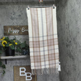 Style & Co. Tartan Plaid Scarf with Fringe SC9542501 Ivory Neutral Brown Multi