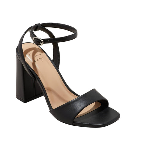 A New Day Womens Haley Ankle Strap Single Band Flare Heels 92562636 Black 6.5M