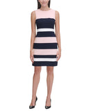 Tommy Hilfiger Scuba Crepe Colorblock Sheath Dress Colorful Rose Pink Multi 8P