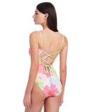 Sanctuary Charming Floral V-Wire One-Piece Swimsuit SACM25256 White Multi XL