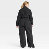 Universal Thread Womens Long Sleeve Utility Baggy Denim Jumpsuit Black 17