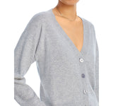 Aqua Womens Button Front Sweater Cashmere V-Neck Cardigan V10337 Light Gray 2XL