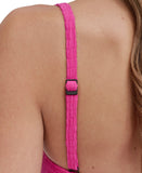 DKNY Textured Shirred One-Piece Swimsuit DIMMS605 Wildberry Pink XL