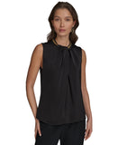 Donna Karan Womens Woven Sleeveless Top Twist Neck Black M