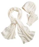 Charter Club Womens Cashmere Hat Gloves Scarf 3-Piece Set Vanilla Ice Off White