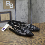 A New Day London Lace Slingback Bow Flats 94303521 Black 6M