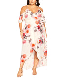 City Chic Womens Trendy Plus Size Bashful Maxi Dress Bashful Bloom Pink 16W