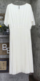 MSK Plus Size Round Neck Flutter Sleeve Pleated Dress Birch Off White 1X