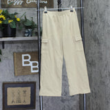 Kids Headquarters Girls Cargo French Terry Sweatpants Khaki Brown 6X