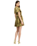 Sam Edelman Womens Plisse Waist Mini Dress Tie 89H505-S4 Gold Yellow 4