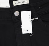 Warp + Weft Womens AMA Jet-Set Stretch Slim Boot-Cut Jeans with Slit Black 8