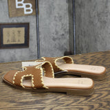 A New Day Womens Helena Whipstitch Slide Sandals 89885825 Tan Brown 8M