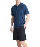 Vince Men's Variegated Textured Short Sleeve Polo Shirt Midnight Sky Blue XL