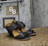 Style & Co. Womens Block Heel Hazleyy Dress Sandals Black / Brown 6.5M