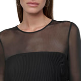 DKNY Womens Chiffon Pleated Tie Waist Illusion Mesh Dress DD4KI694 Black 12