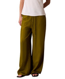 Calvin Klein Womens Drawstring Wide-Leg Pants 44B932G Dark Leaves Green S