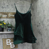 B. Darlin Square Neck Asymmetric Layered Skirt Mini Dress Dark Green 15/16