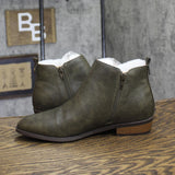 Journee Collection Womens Faux Leather Side Zip Ellis Booties Olive Green 9M